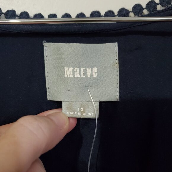 MAEVE Women's 12 NWT Crochet Striped Sleeveless Fit & Flare Knee Length Dress - Picture 10 of 14